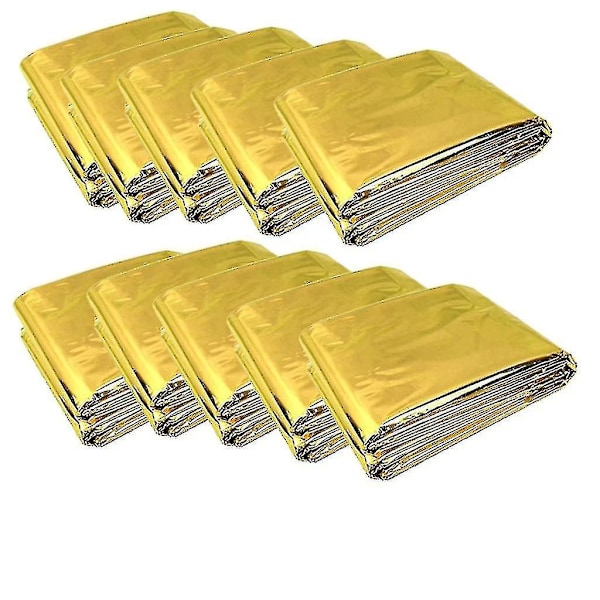 10 stycken nödfiltar Vikbara Guld 210x160cm Silver + Guld null none
