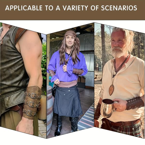 Viking Håndledsbeskytter PU Læder Middelalder Cosplay Scenerekvisit Par 1 Pair