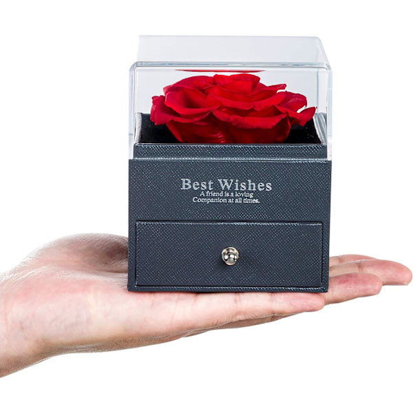 Bevaret frisk blomst rose i en smykkeæske, rose gaveæske