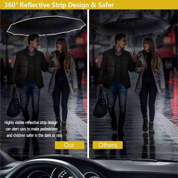 12 ribber omvendt paraply vindtett reiseparaply TOPTSOFI