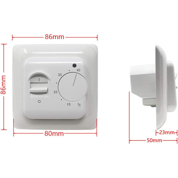 Manuel elektrisk gulvvarmetermostat med AC 220V 16A sonde, mekanisk gulvvarmetermostatkontrol