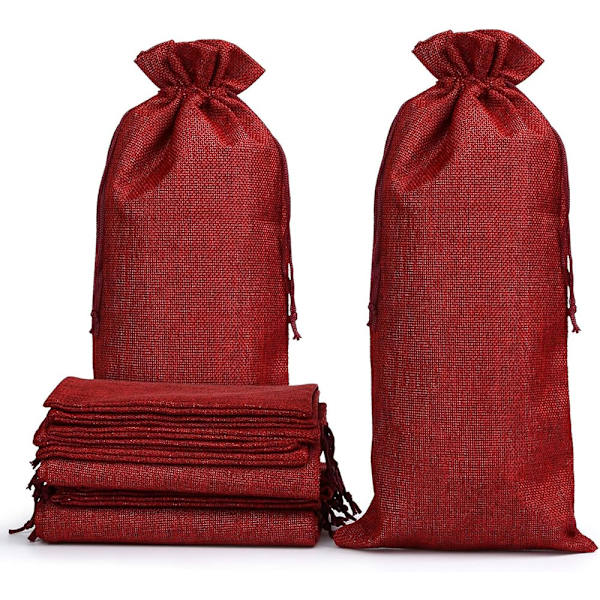 12 x vinpåsar, naturliga jutepåsar, flaskkassar, tygpåsar, presentpåsar för vinflaskor, champagneflaskor, 16 x 36 cm