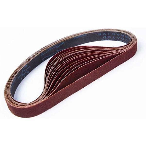 15 stk. slibebånd, 25 x 762 mm, assorterede slibebånd (3x korn 80/120/150/240/400)