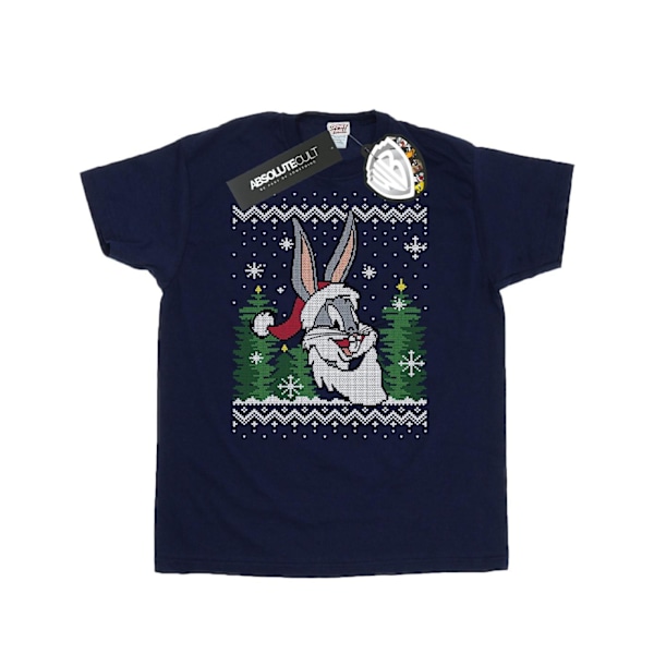 Looney Tunes Herra Bugs Bunny Joulu Fair Isle T-paita XL Merensininen Navy Blue XL