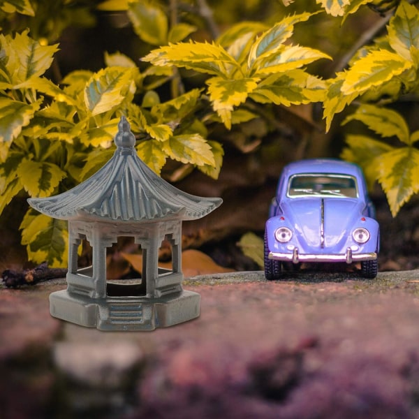 Mini Pagoda Staty Fairy Garden Figurine Keramik Hexagon