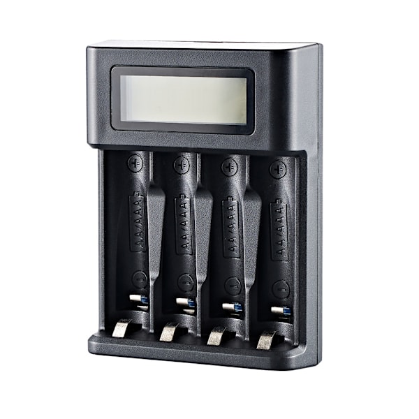 Grunderna Digital og smart oplader, til 4 AA, AAA-batterier, sort