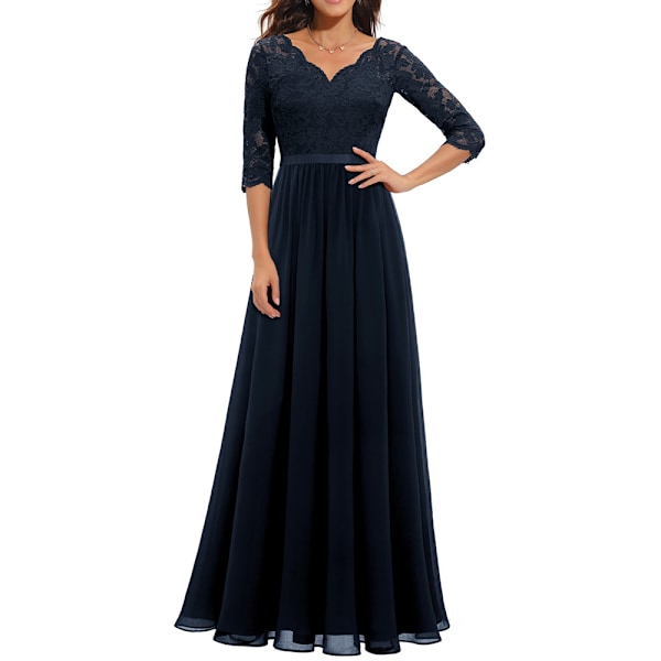 Elegant Maxi-klänning för kvinnor, V-ringad, lång, bröllopsgästklänning