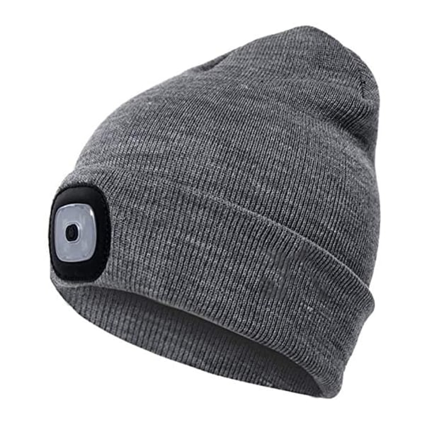 Strikket lue med LED-lys for jogging og turer Ash