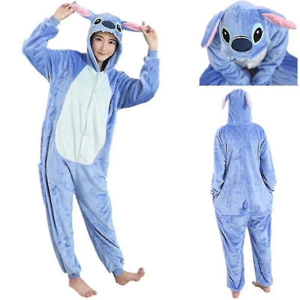 Unisex Voksen Kigurumi Dyrekostyme Onesie Pyjamas Fancy 1onesie1 Blue Stitch