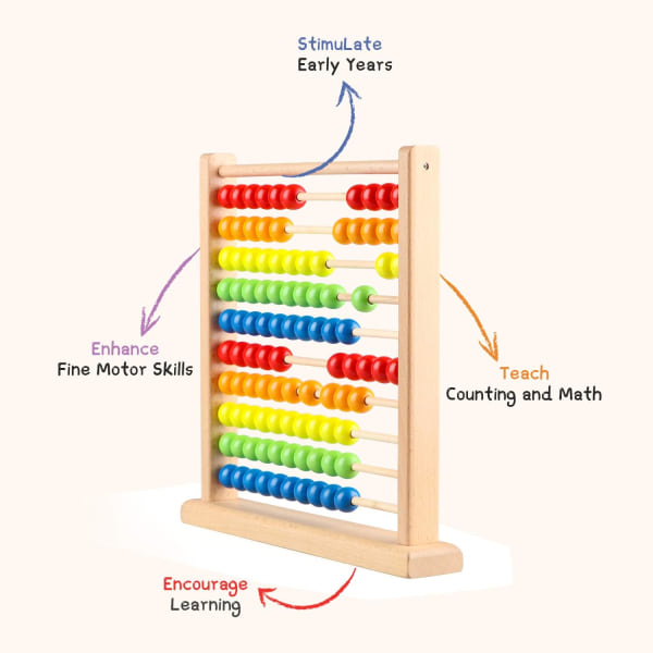 Tre Abacus Matematikkspill i Tre med 100 Perler for Barn