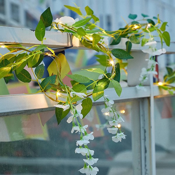 LED-valosarja keinotekoiset wisteria-kukat 2m 20 valopalloa