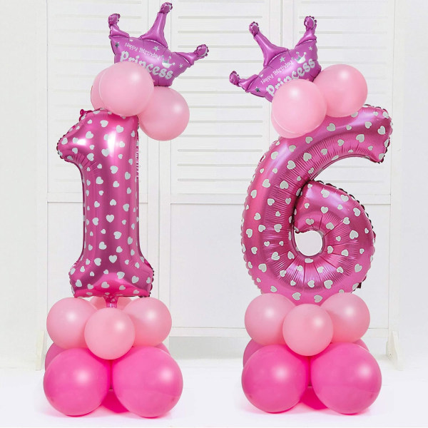 32\" Tal Balloner, Fødselsdagsfest Dekorationer (Pink Tal 6)
