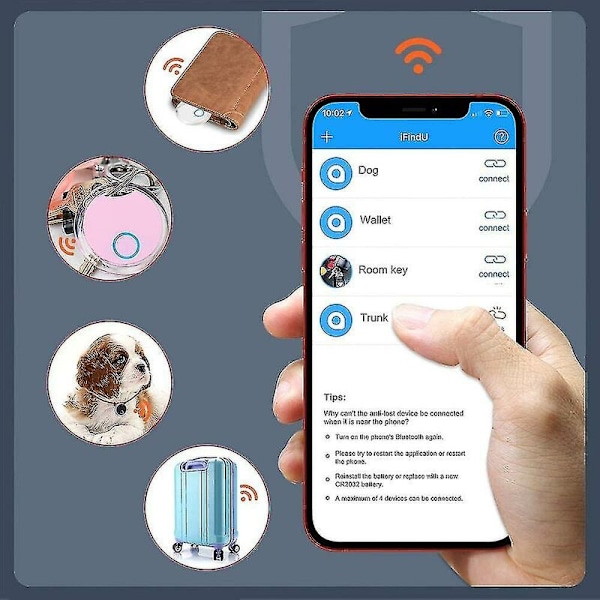 Set med 4 Mini GPS Tracker Rund Dold Liten Portabel Utomhus Sma