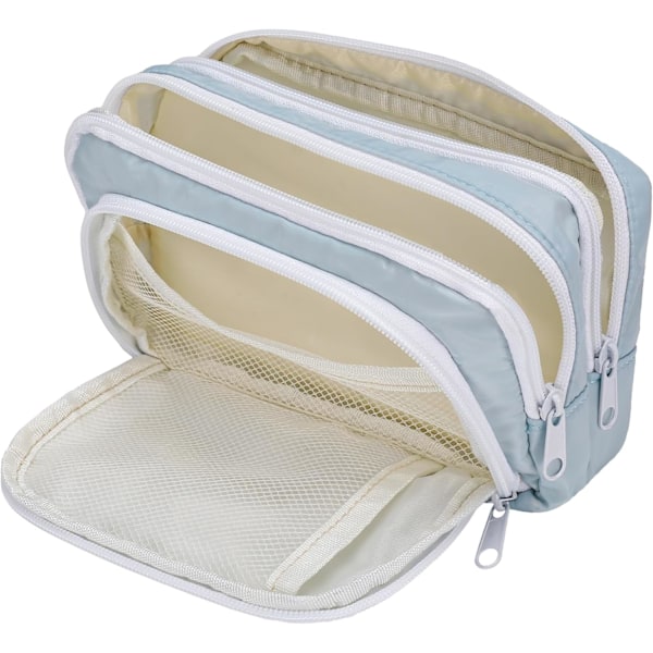 Aprikos Pennetui med Lommer Stor Pennetui Multifunktionel Pennetui Preppy Pennetui Papirvarer Organizer Æstetiske Makeuptasker Blue
