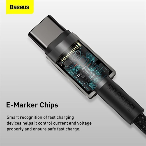 Baseus Tungsten Gold USB-C til USB-C kabel, 100W, 5A, 1m