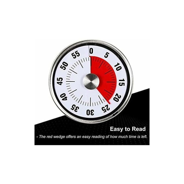 Magnetisk mekanisk køkkentimer - 60 minutters nedtælling visuel tidsstyringsværktøj til madlavning, dampning, grill (sort) til børn, lærere og voksne