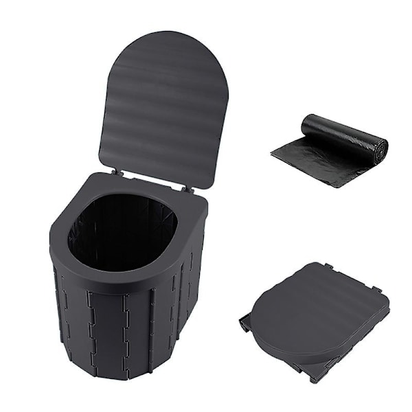 Kannettava Camping-WC Kannettava Taittuva WC Kansi Vedenpitävä Porta Potty Auto RV Teltt WC Ämpäri WC Potta Black