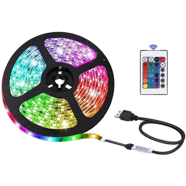 RGB LED-remsa med fjärrkontroll - 6,56 fot flexibel färg