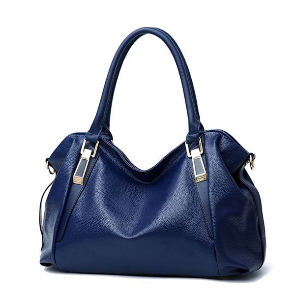 Dameskulderveske Messenger Bag, Stor Kapasitet Myk Kunstig Lær Topphåndtak Skuldervesker Crossbody Vesker-Xin Blå