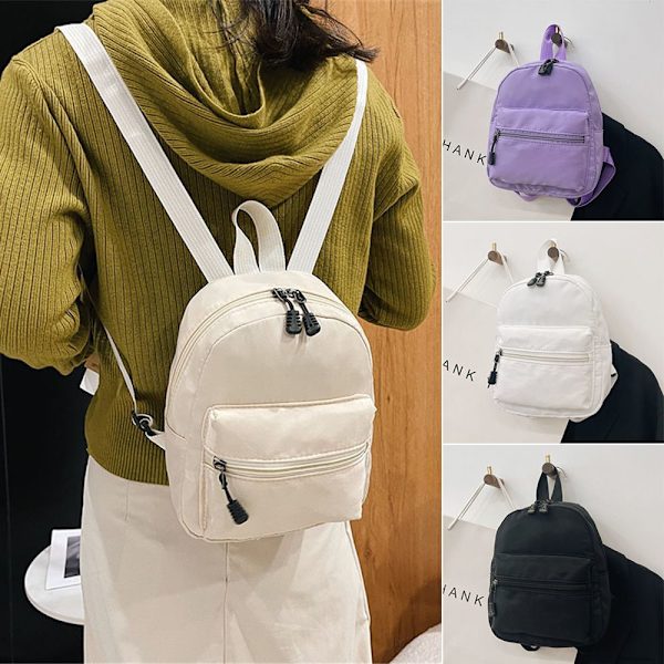 Mini Ryggsäck för Kvinnor Nylon Liten Skolväska Casual Ryggsäck khaki