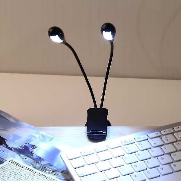 2 kpl joustavaa kaksoisvartta 4 LED-kiinnitettävällä valolla pianon nuottitelineelle kirjaan