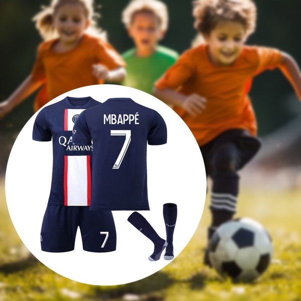 3-set fotbollströja Fotbollsträningsuniformer No7 Mbappe 16