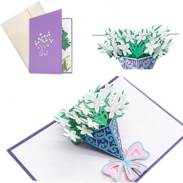 Vit Lilja 3D Pop Up-kort, 3D Pop Up-kort Gratulationskort