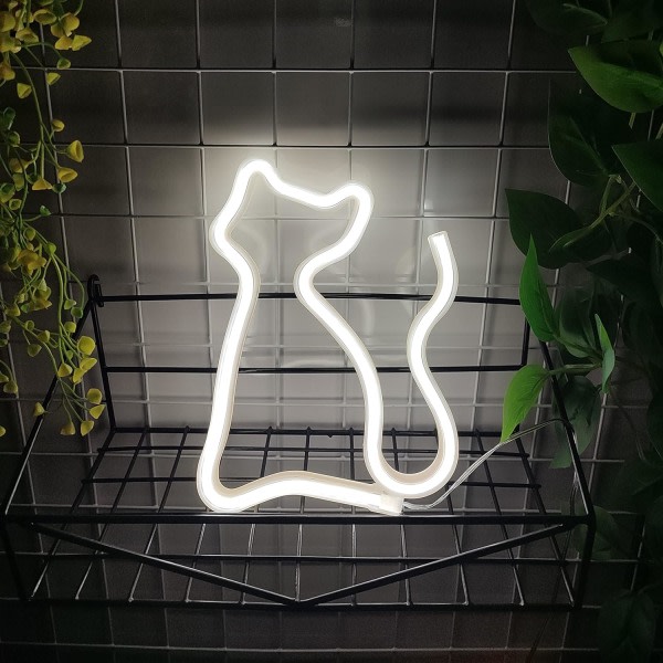 Kat Neon-skilt, USB eller 3-AA batteridrevet Neon-lys, LED-lys