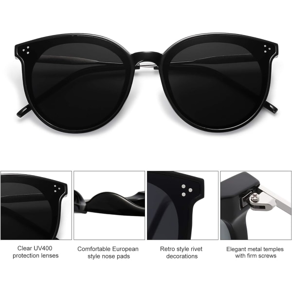 Retro Round Sunglasses For Women Oversized Mirrored Glasses