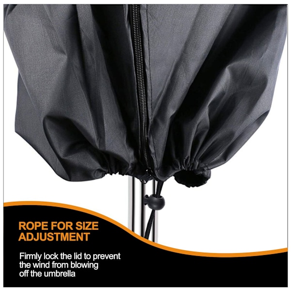Parasolbeskyttelse til have, diameter 2m 4m, 420D Oxford parasolbeskyttelse til 9 til 11 fod, H190 x 30/50cm