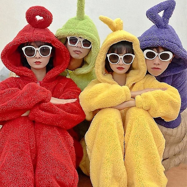 Teletubbies Yksivärinen Pyjama Aikuisille Paksu Korallivilla Keltainen M Yellow