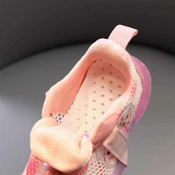 Elsa sko, prinsessesko, jenter lysende sko, barn LED sneakers, gutter jenter lett mesh stoff sko kryss treningssko casual kids sneakers Rosa 23 Pink