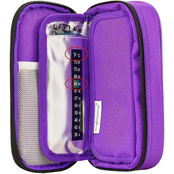 Insuliinikylmälaukku Diabeteslaukku - Lääkkeiden Diabeetikoiden Eristetty Kannettava Kylmälaukku 2 Jääpakkauksella (Violetti)