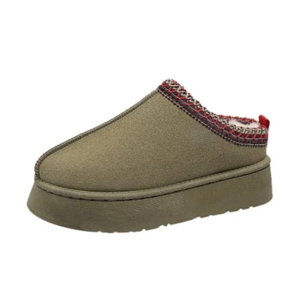 2023 Nya Damulltofflor Varma Plattformulltofflor Damtofflor Dam fårskinnstofflor Damskor Khaki Khaki 39