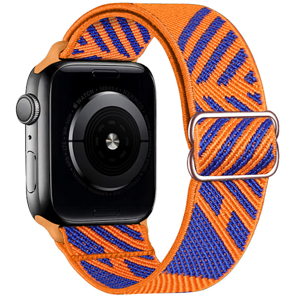 iWatch 7 uusi joustava nylon säädettävä venyvä kudottu Apple-hihna Sininen ja Oranssi 38mm40mm41mm Blue and Orange