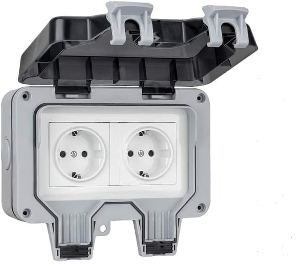 Surface Mounted Outdoor Socket, Outdoor Wall Socket, Weatherproof, Dustproof Socket, Folding Lid for Outdoor and Outdoor Use-FA6-