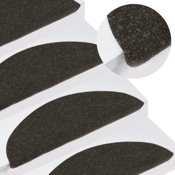 vidaXL Trappestegsmattor Selvhæftende 15 stk 56x17x3 cm Sort 1650 black