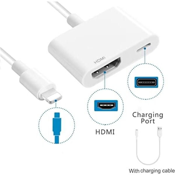 Lightning HDMI-sovitin 1080P Digitaalinen AV-sovitin Synkronointi