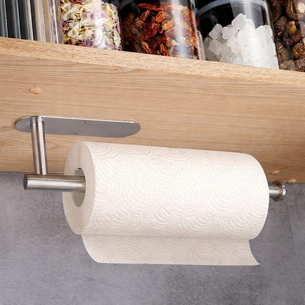 Self-Adhesive Paper Towel Holder for Kitchen Silver-FA- Silver 175