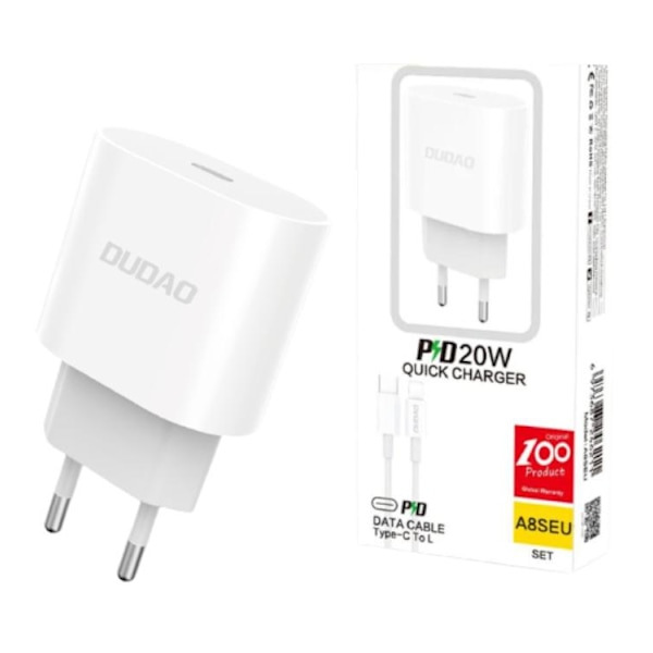 iPhone 15 Pro -laturi - 2 m:n kaapeli ja 20 W:n seinälaturi - Dudao 87