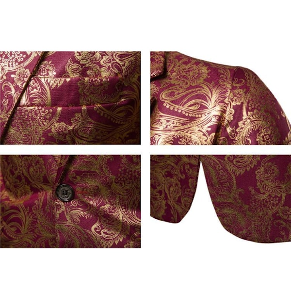 Menn's Enknapps Paisley Smokingjakke Slim Fit Blazer Jakke Blå