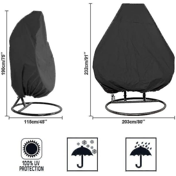 Barsinfi Oxford Glidelås Henge Stol Trekk 190 X 115 Cm Vanntett Trekk for Hage- og Utemøbler 190 X 115 Cm