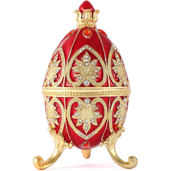 Målad emaljerad blå Fabergé ägg Dekorativt gångjärnsförsett smyckeskrin Unik present till heminredning
