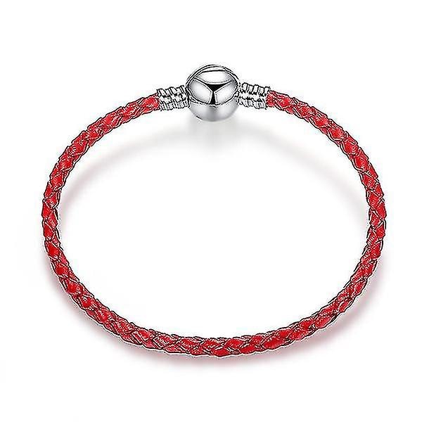 Hopea Nahka Rep Armband Eurooppalainen Berlock Armband Pandora Armbandille Red