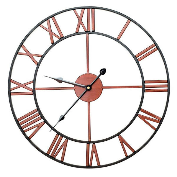 Suuri ulkoseinäkello Vintage-tyyli 60 cm avoin metallikello roomalaiset numerot
