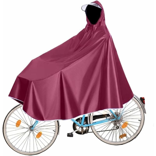 Vanntett sykkelcape, unisex sykkelponcho, lett regnponcho for sykkel, med hatt, for sykler, terrengsykler, elsykler (rød)