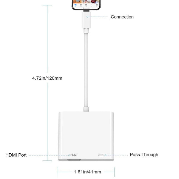 Lightning-HDMI-digitaalinen TV-sovitin FULL HD 1080P-kaapeli Apple-iPad-iPhonelle