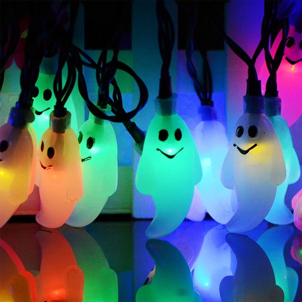 Halloween-lyslenke, Halloween-lys, 6 m 40 LED-farge spøkelse S
