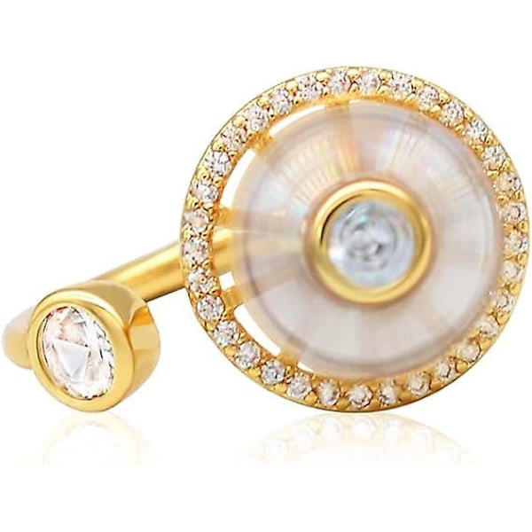 Angstring Kvinder med Kubisk Zirkonia Blomst Roterbar Justerbar Meditation Stress Relief Ring guld