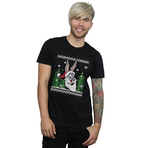 Looney Tunes Herra Bugs Bunny Joulu Fair Isle T-paita S Musta Black S